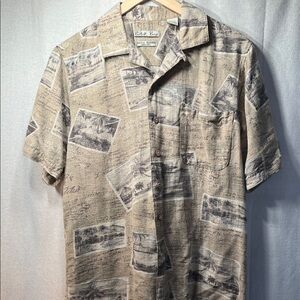 Tropical Beige and Gray Casual Shirt